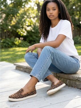 Vince Camuto Leopard Print Slip-On Flats in Brown